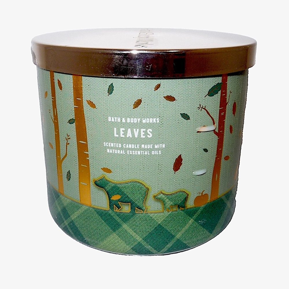 Bath and Body Works LEAVES 3 Wick Scented Candle 14.5 Oz NEW